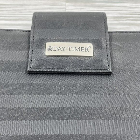 DAY TIMER 7-Ring Organizer Binder Planner Cover 1” Black Vinyl Snap Close - Picture 2 of 12